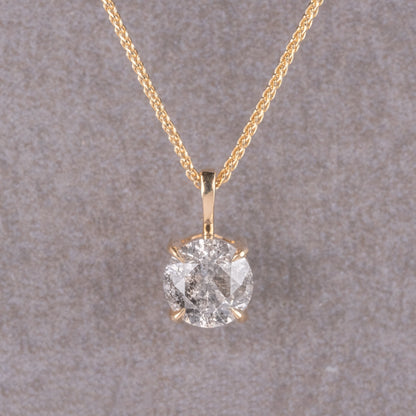 Natural Salt And Pepper 1.09CT Round Diamond Necklace