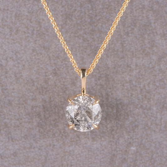 Natural Salt And Pepper 1.09CT Round Diamond Necklace