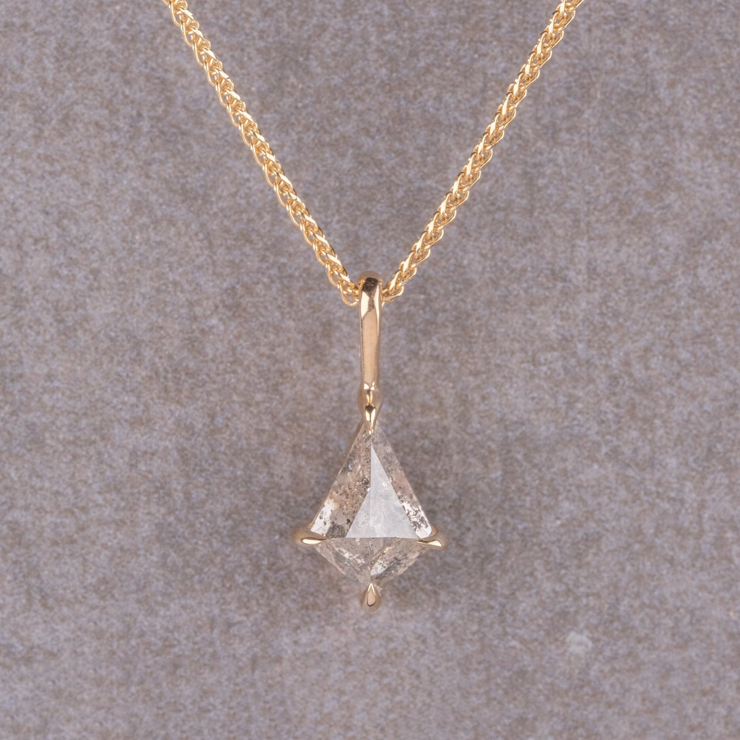 Natural Salt And Pepper 0.78CT Kite Diamond Necklace