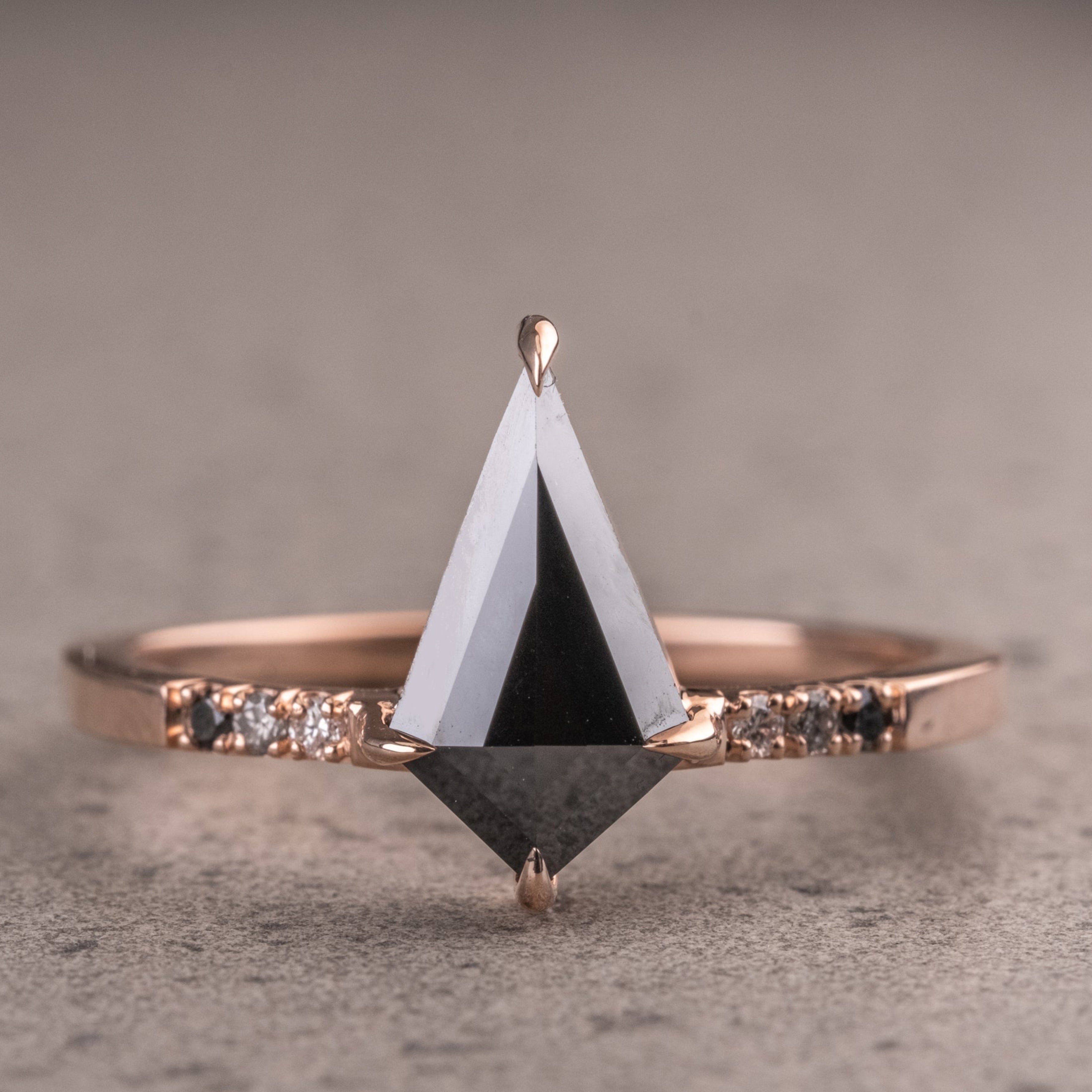 Natural Salt And Pepper 1.90CT Kite Diamond Art Deco Unique Engagement Ring | Handmade Ring | Anniversary Ring