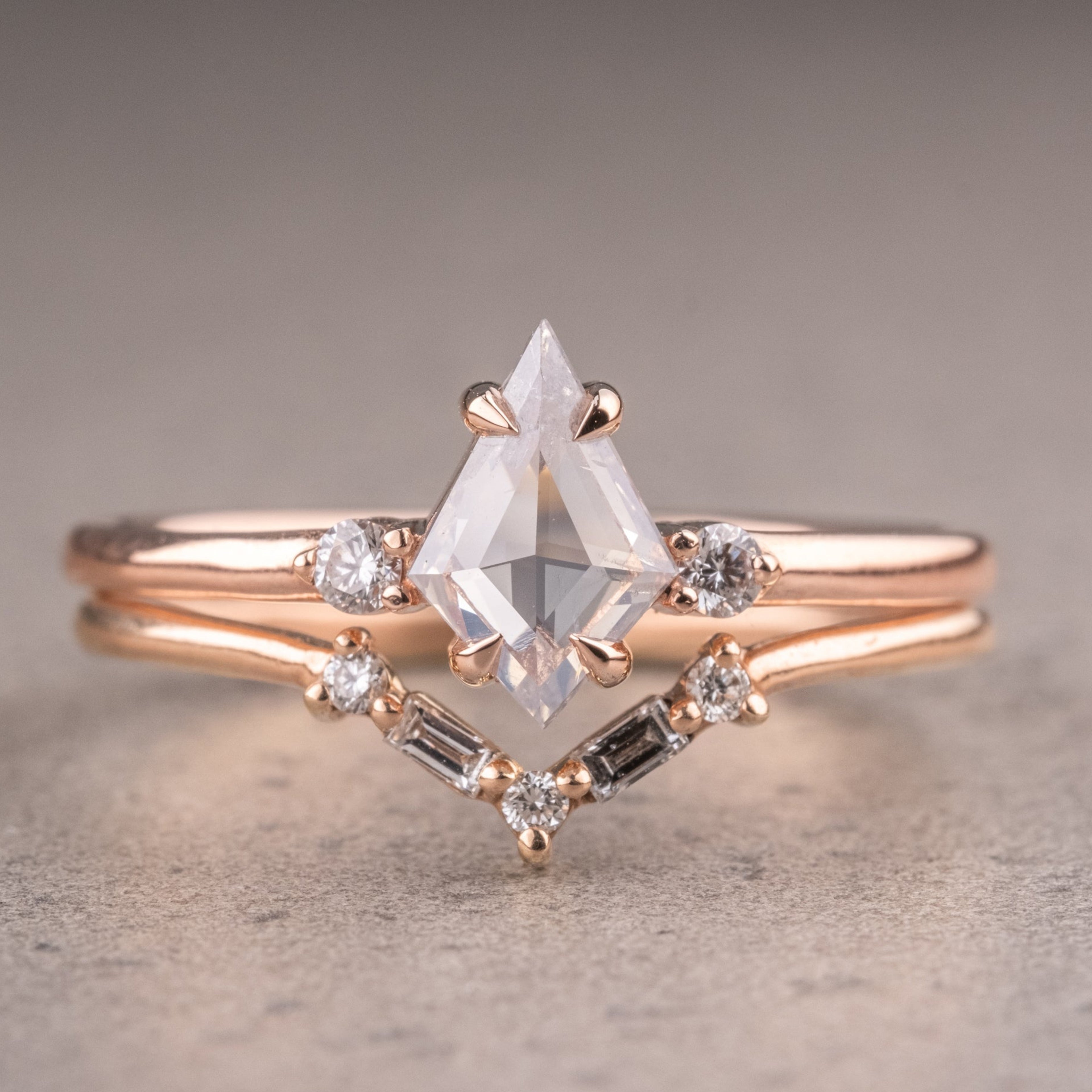 Natural Salt And Pepper 1.80CT Kite Diamond Art Deco Unique Engagement Ring | Handmade Ring | Anniversary Ring
