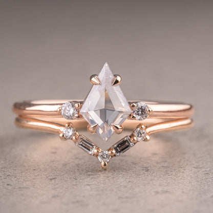 Natural Salt And Pepper 1.80CT Kite Diamond Art Deco Unique Engagement Ring | Handmade Ring | Anniversary Ring