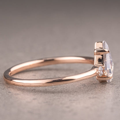 Natural Salt And Pepper 1.80CT Kite Diamond Art Deco Unique Engagement Ring | Handmade Ring | Anniversary Ring
