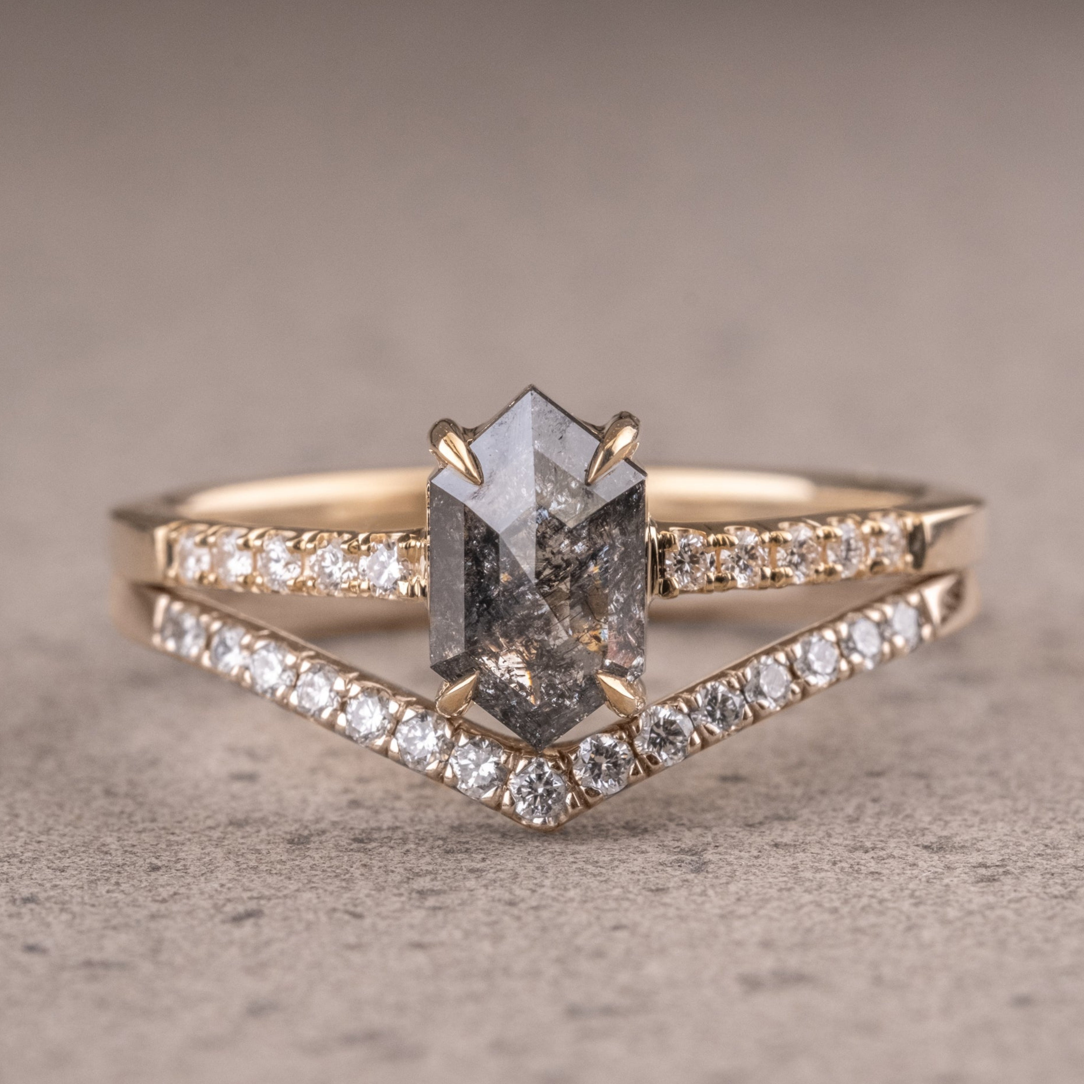 Natural Salt And Pepper Diamond Ring