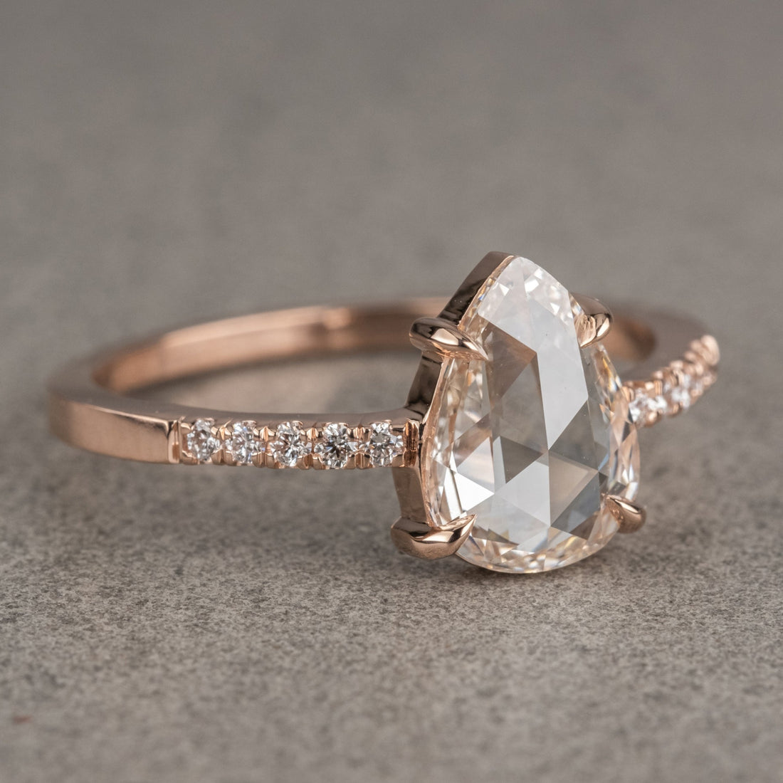 Natural Salt And Pepper 1.70CT Pear Diamond Art Deco Unique Engagement Ring | Handmade Ring | Anniversary Ring