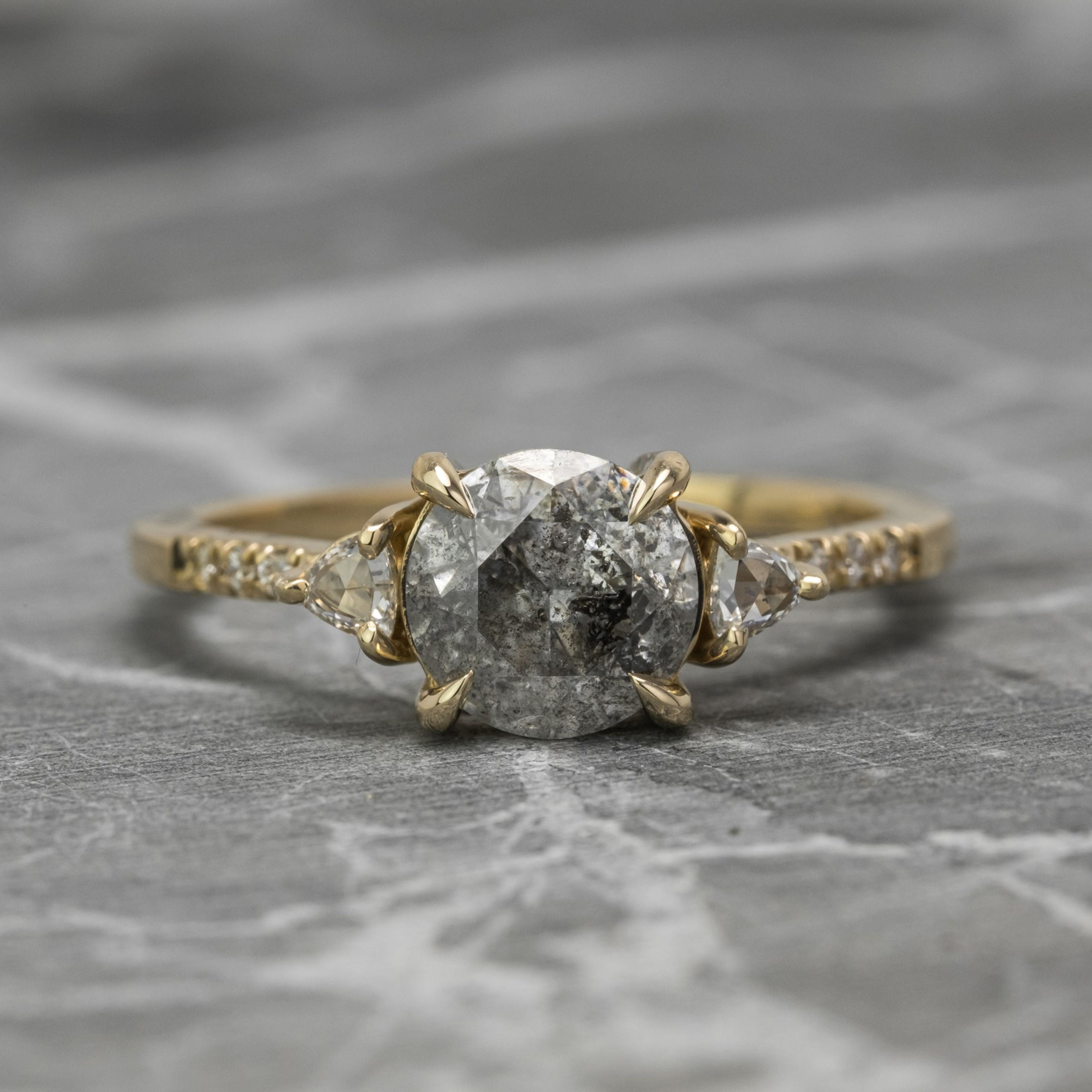 Natural Salt And Pepper 1.60CT Round Diamond Art Deco Unique Engagement Ring | Handmade Ring | Anniversary Ring