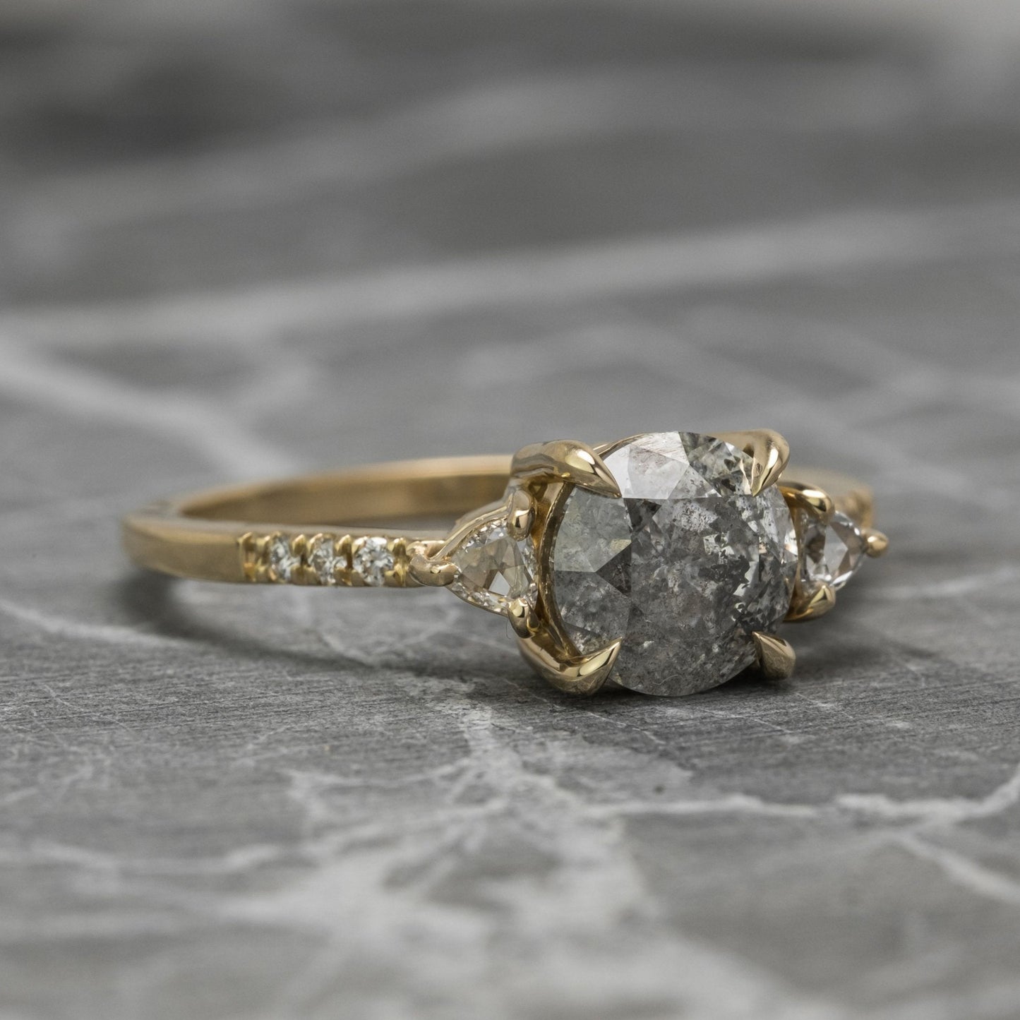 Natural Salt And Pepper 1.60CT Round Diamond Art Deco Unique Engagement Ring | Handmade Ring | Anniversary Ring