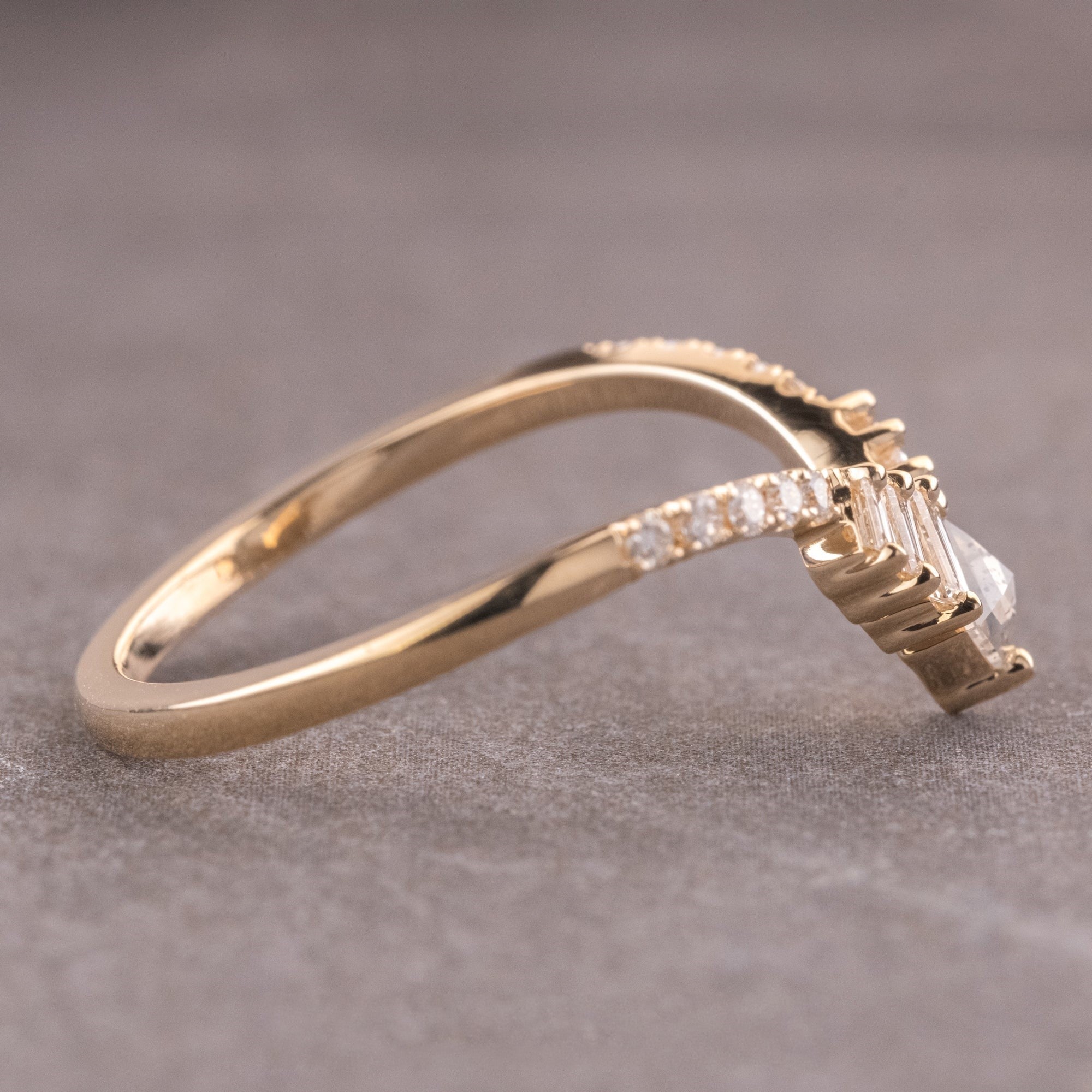 Natural Salt And Pepper 1.45CT Hexagon Diamond Boho &amp; Hippie Engagement Ring