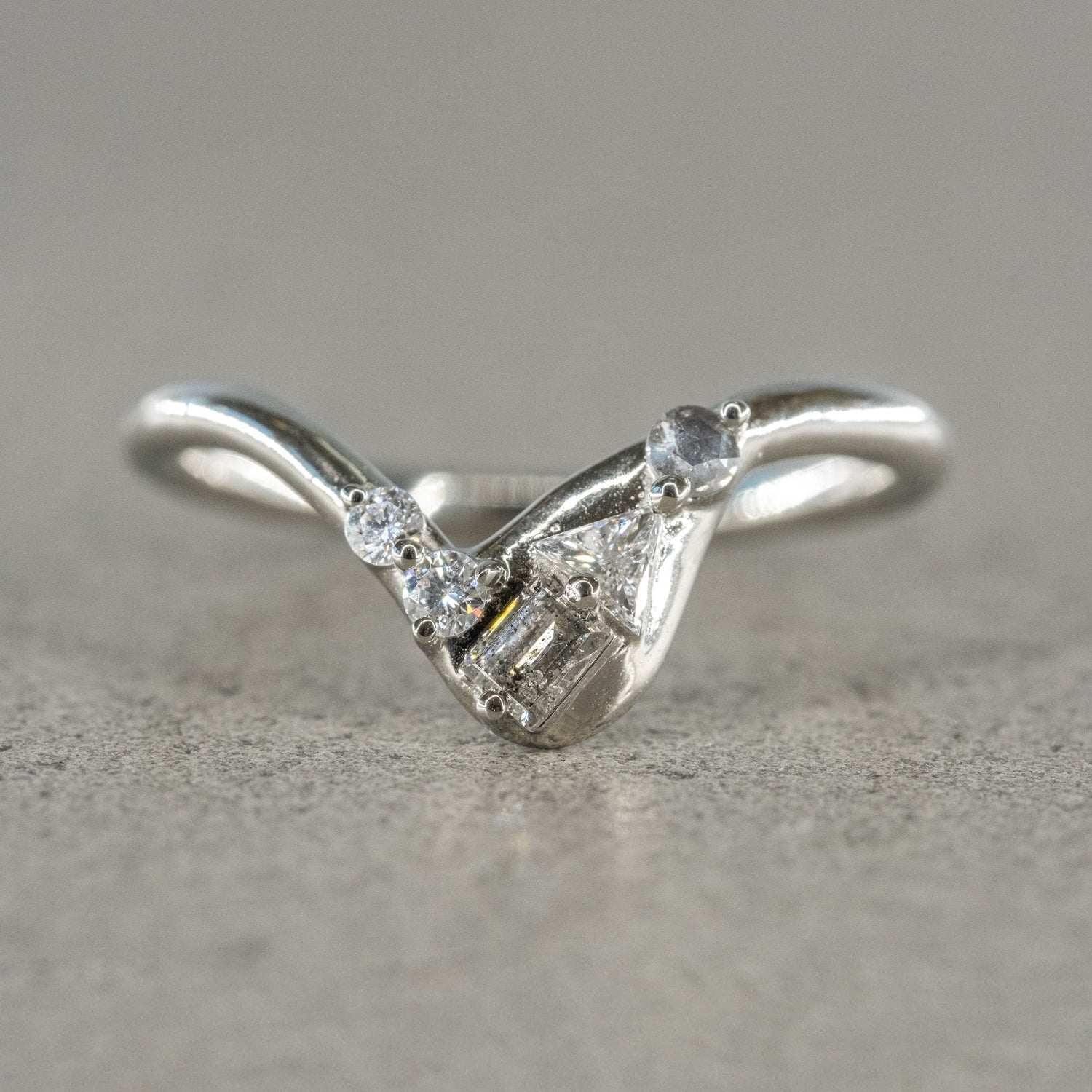 Natural Salt And Pepper 1.05CT Hexagon Diamond Boho &amp; Hippie Wedding Ring