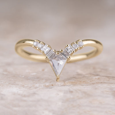 Natural Salt And Pepper 1.40CT Kite Diamond Gothic Wedding Ring