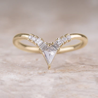 Natural Salt And Pepper 1.40CT Kite Diamond Gothic Wedding Ring