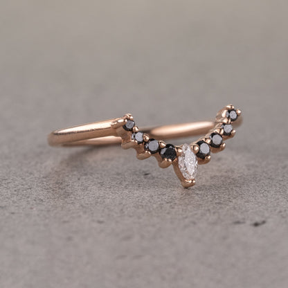 Natuurlijke zout- en peperring van 1,60 karaat peervormige diamant in art-decostijl, handgemaakt