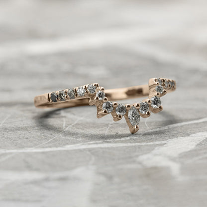 Natural Salt And Pepper 1.42CT Pear Diamond Gothic Wedding Ring