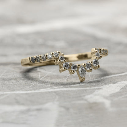 Natural Salt And Pepper 1.42CT Pear Diamond Gothic Wedding Ring