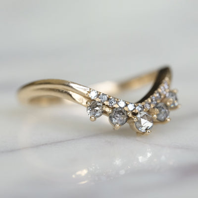 Natural Salt And Pepper 1.79CT Pear Diamond Brutalist Engagement Ring