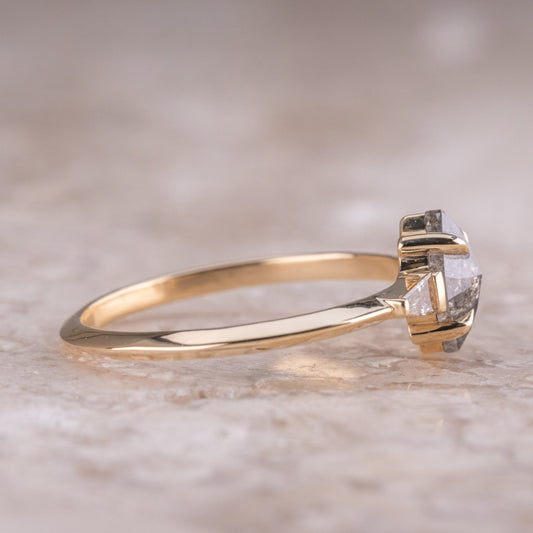 Natural Salt And Pepper 1.20CT Kite Diamond Art Deco Unique Engagement Ring | Handmade Ring | Anniversary Ring - IBIZ Jewel