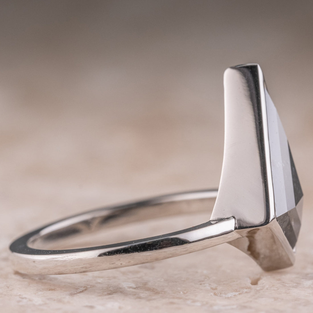 Natural Salt And Pepper 1.40CT Kite Diamond Art Deco Unique Engagement Ring | Handmade Ring | Anniversary Ring