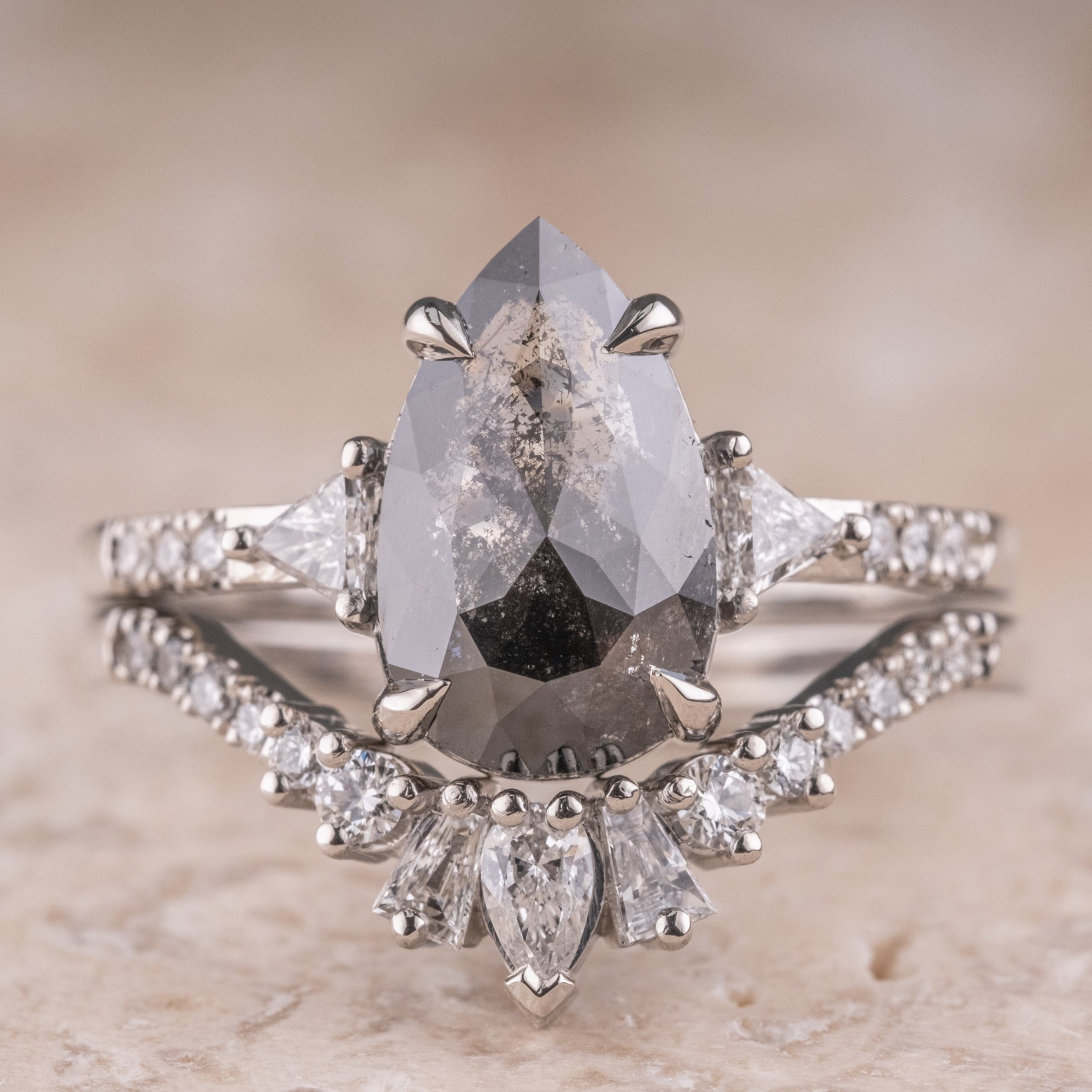 2.20CT Salt & Pepper Pear Diamond Art - your special occasion