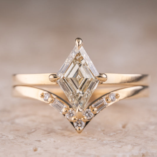 Natural Salt And Pepper 1.40CT Kite Diamond Art Deco Unique Engagement Ring | Handmade Ring | Anniversary Ring - IBIZ Jewel