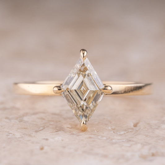 Natural Salt And Pepper 1.40CT Kite Diamond Art Deco Unique Engagement Ring | Handmade Ring | Anniversary Ring