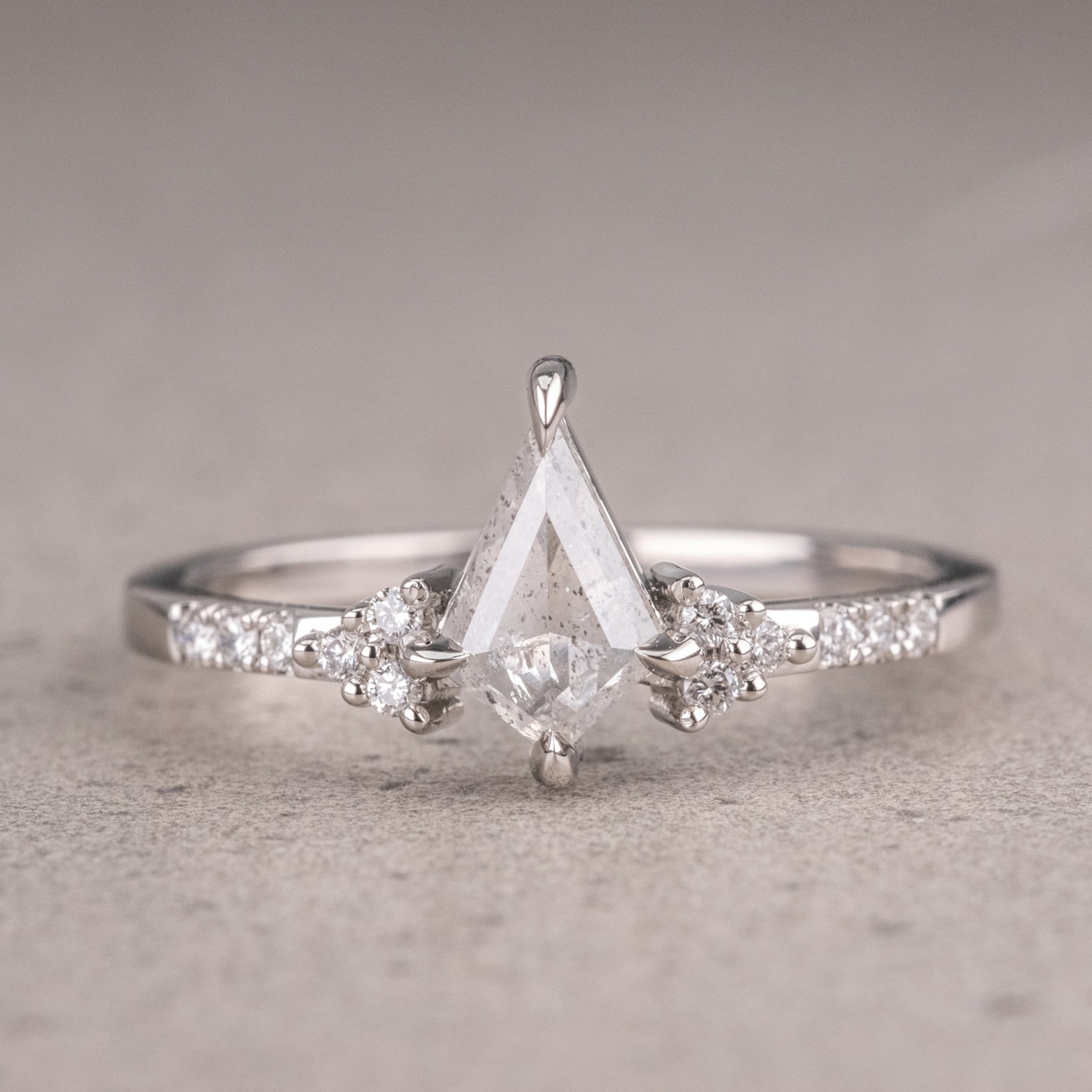 Natural Salt And Pepper 1.50CT Kite Diamond Art Deco Unique Engagement Ring | Handmade Ring | Anniversary Ring