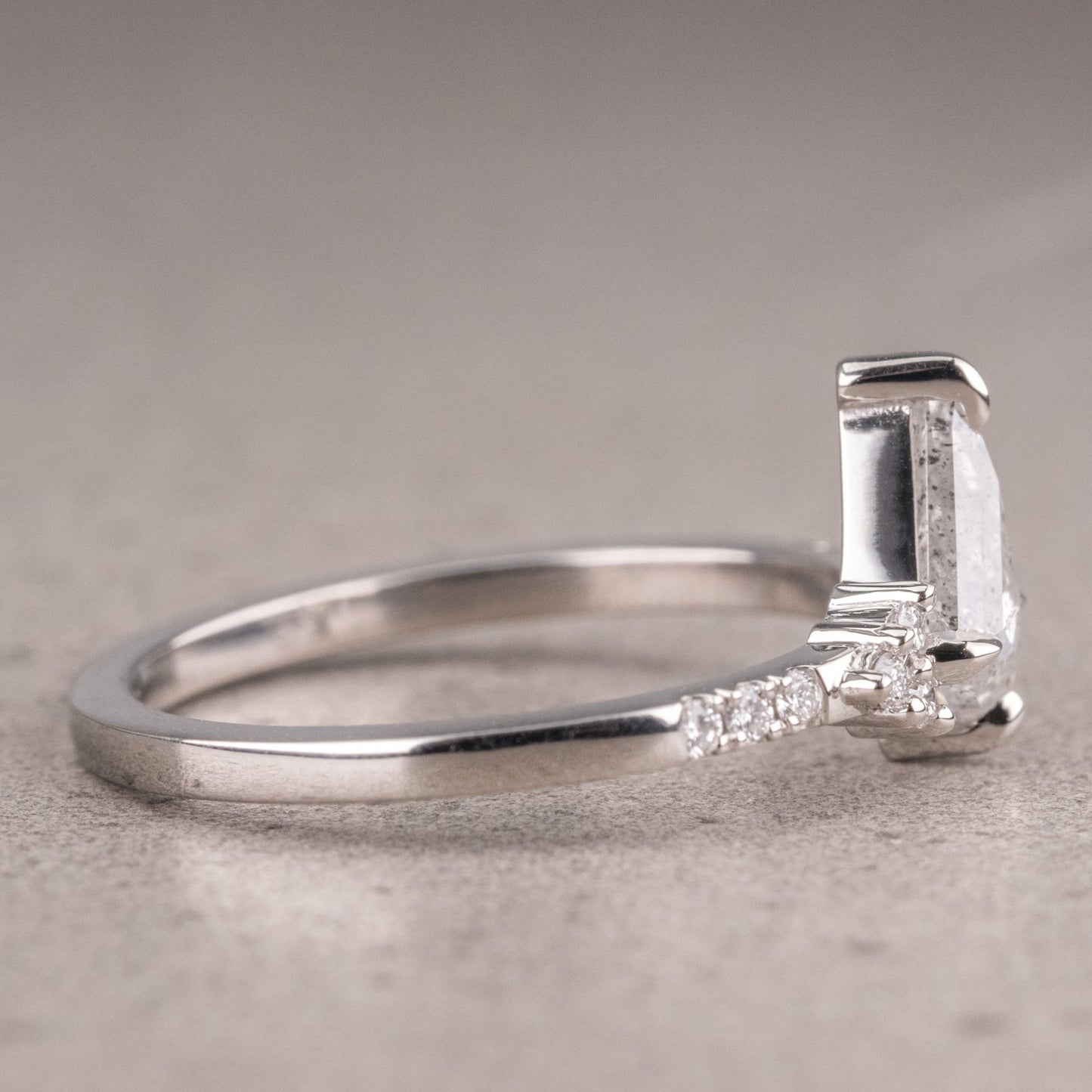 Natural Salt And Pepper 1.50CT Kite Diamond Art Deco Unique Engagement Ring | Handmade Ring | Anniversary Ring