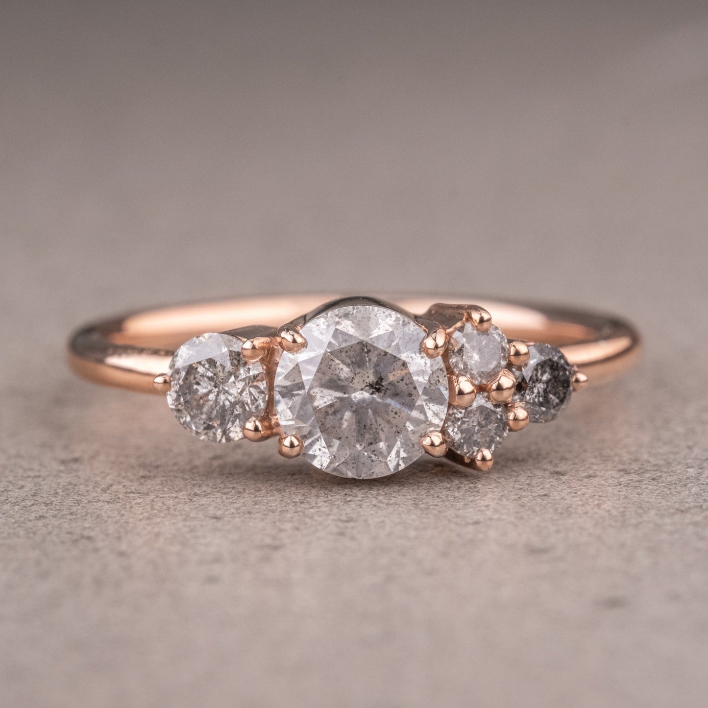 Natural Salt And Pepper 1.70CT Round Diamond Art Deco Unique Engagement Ring | Handmade Ring | Anniversary Ring