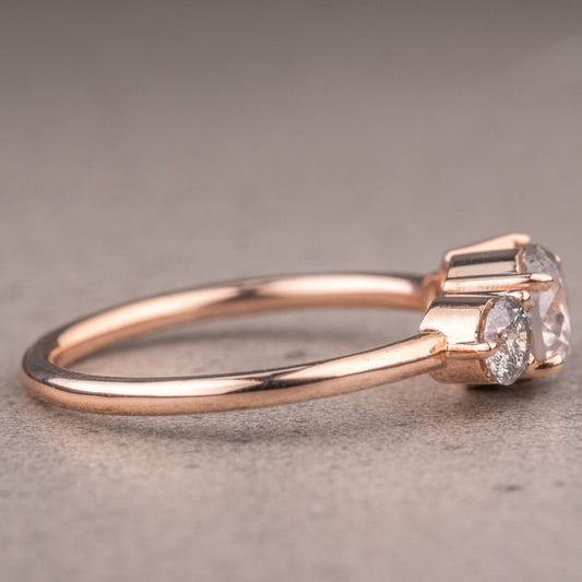 Natural Salt And Pepper 1.70CT Round Diamond Art Deco Unique Engagement Ring | Handmade Ring | Anniversary Ring - IBIZ Jewel