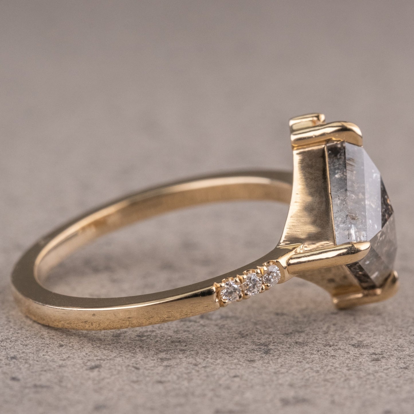 Natural Salt And Pepper 1.65CT Kite Diamond Art Deco Unique Engagement Ring | Handmade Ring | Anniversary Ring