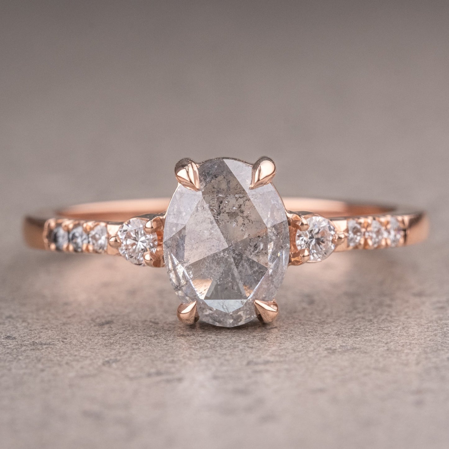 Natural Salt And Pepper 1.70CT Oval Diamond Art Deco Unique Engagement Ring | Handmade Ring | Anniversary Ring