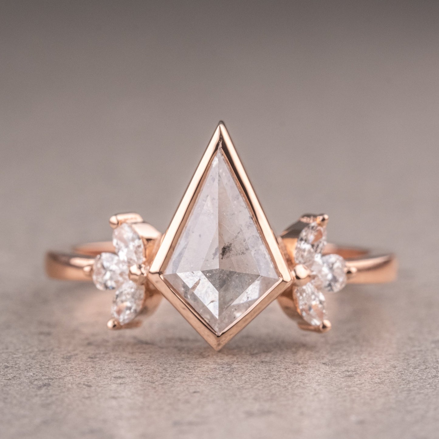 Natural Salt And Pepper 1.50CT Kite Diamond Art Deco Unique Engagement Ring | Handmade Ring | Anniversary Ring