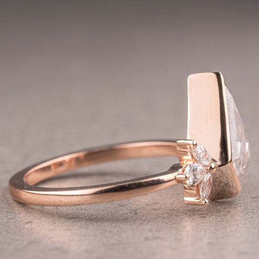 Natural Salt And Pepper 1.50CT Kite Diamond Art Deco Unique Engagement Ring | Handmade Ring | Anniversary Ring - IBIZ Jewel