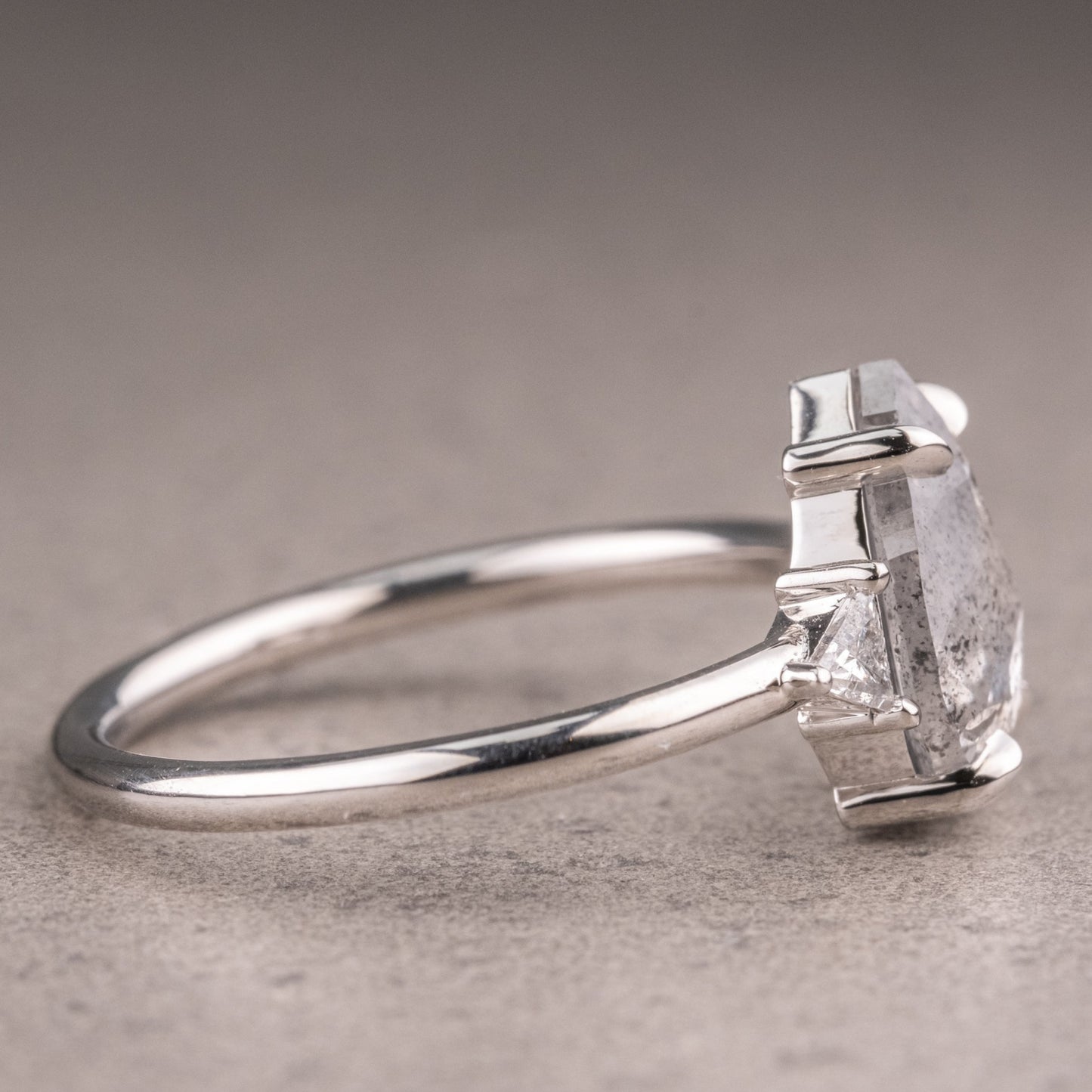 Natural Salt And Pepper 1.70CT Pear Diamond Art Deco Unique Engagement Ring | Handmade Ring | Anniversary Ring