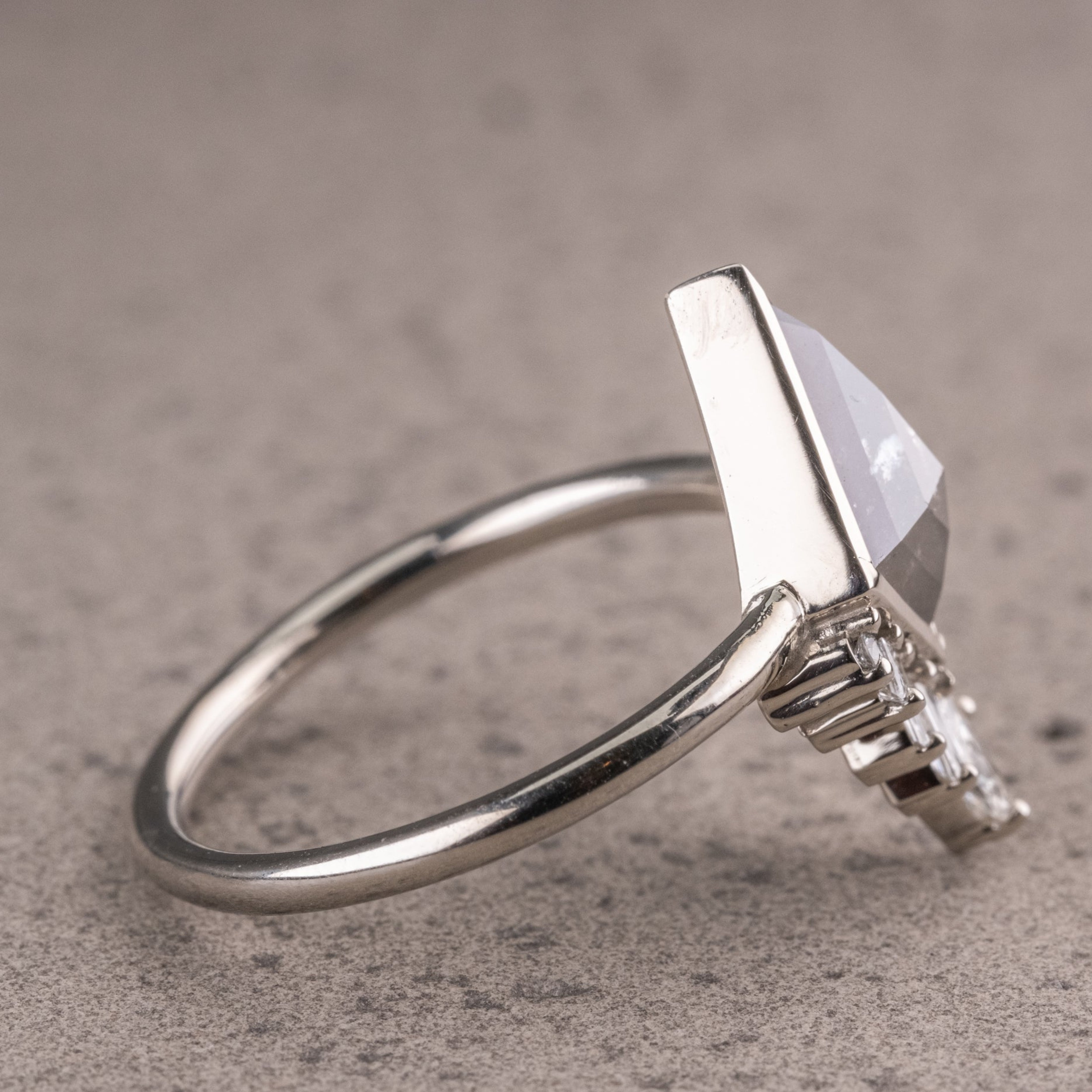 Natural Salt And Pepper 1.90CT Kite Diamond Art Deco Unique Engagement Ring | Handmade Ring | Anniversary Ring