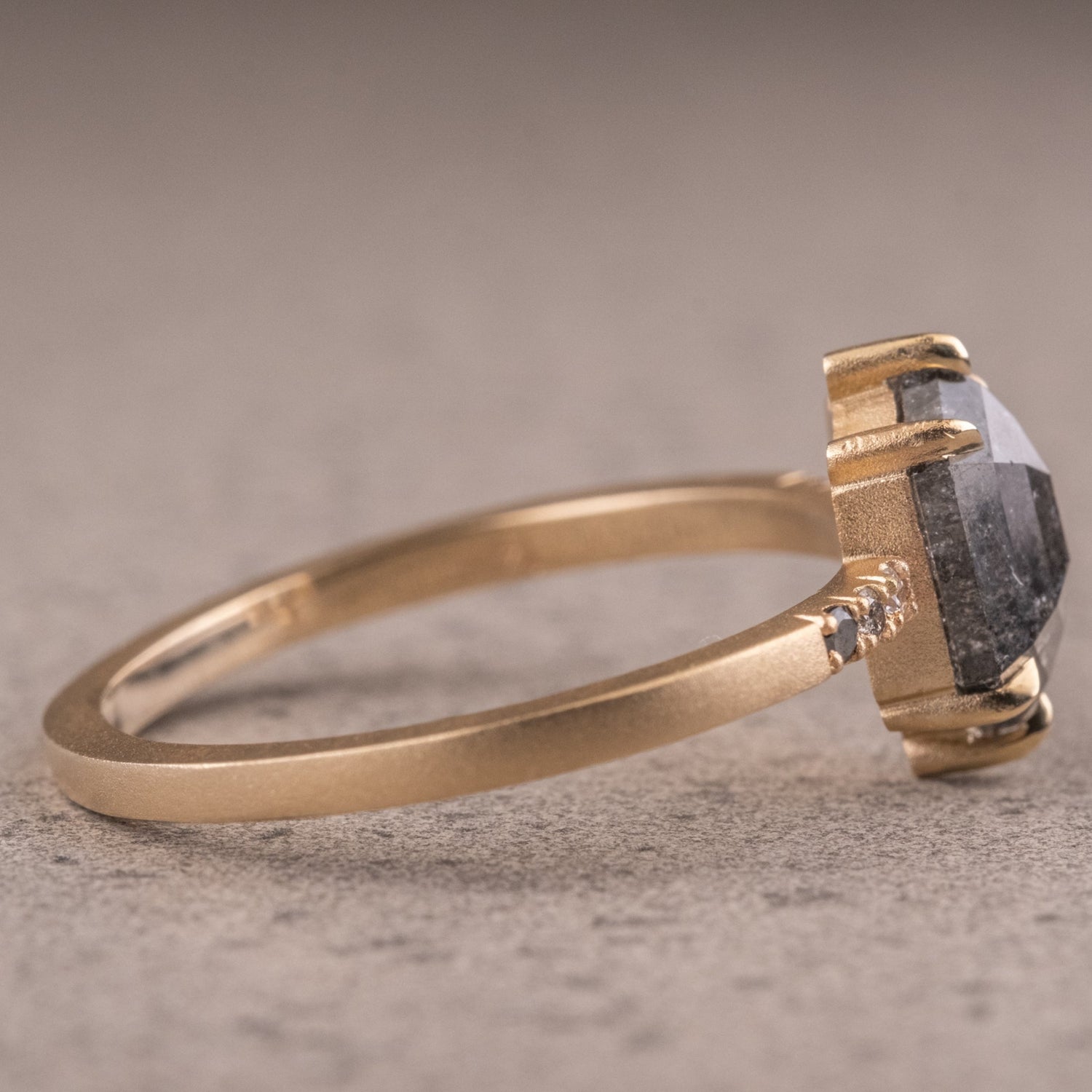 Natural Salt And Pepper 1.45CT Hexagon Diamond Art Deco Unique Engagement Ring | Handmade Ring | Anniversary Ring