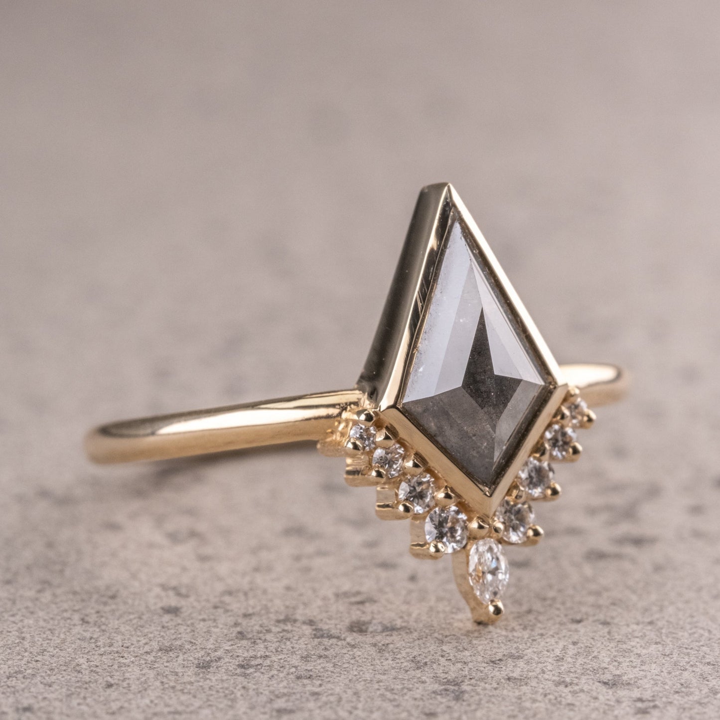 Natural Salt And Pepper 1.70CT Kite Diamond Art Deco Unique Engagement Ring | Handmade Ring | Anniversary Ring