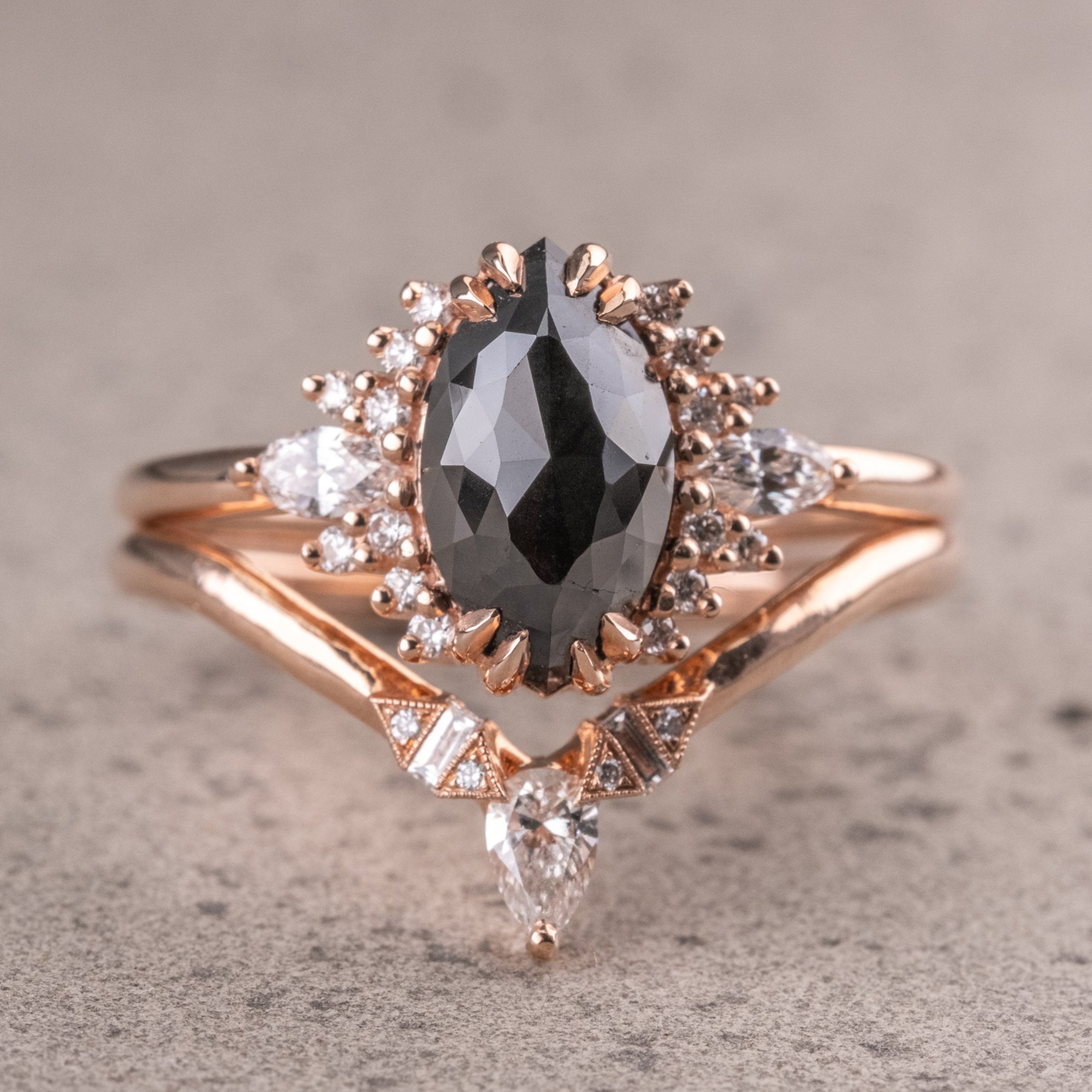 Natural Salt And Pepper 1.60CT Marquise Diamond Art Deco Unique Engagement Ring | Handmade Ring | Anniversary Ring