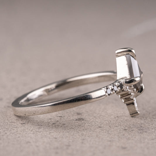 Natural Salt And Pepper 1.25CT Kite Diamond Art Deco Unique Engagement Ring | Handmade Ring | Anniversary Ring - IBIZ Jewel