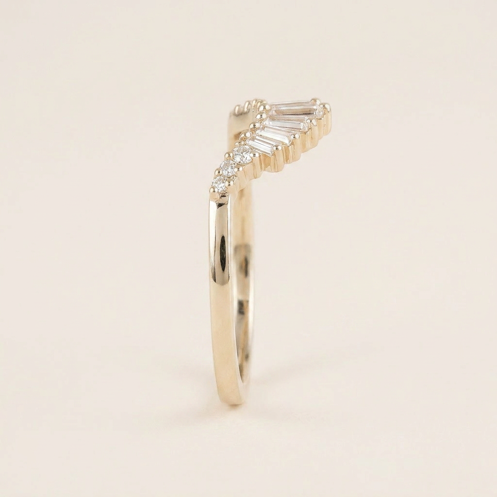 Moissanite 0.56 CT Baguette & Round Cut Diamond Ring