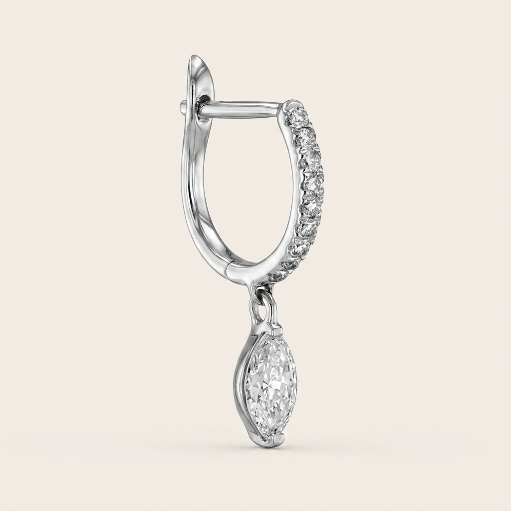 Moissanite 0.63 CT Round & Marquise Cut Diamond Hoop Earrings