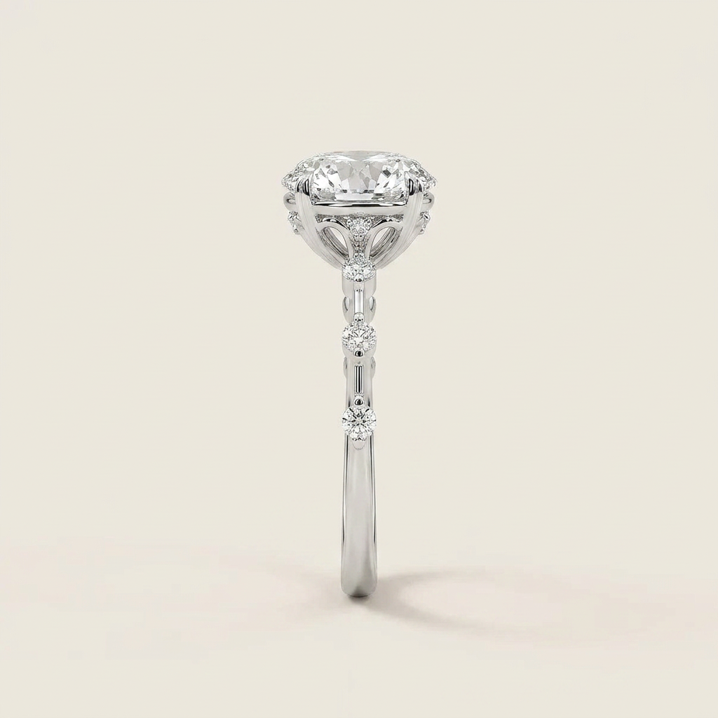 Moissanite 3.45 CT Round Cut Diamond Solitaire Ring