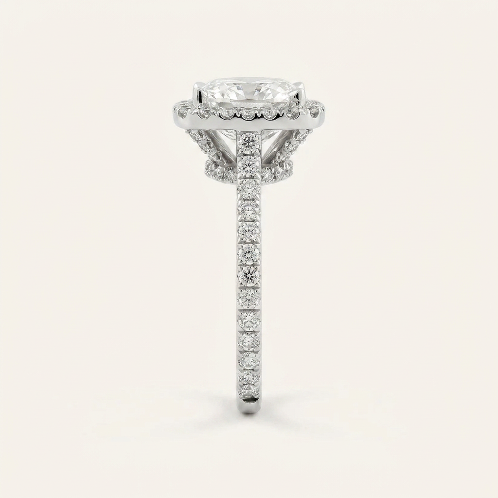 Moissanite 2.15 CT Cushion Cut Diamond Halo Ring