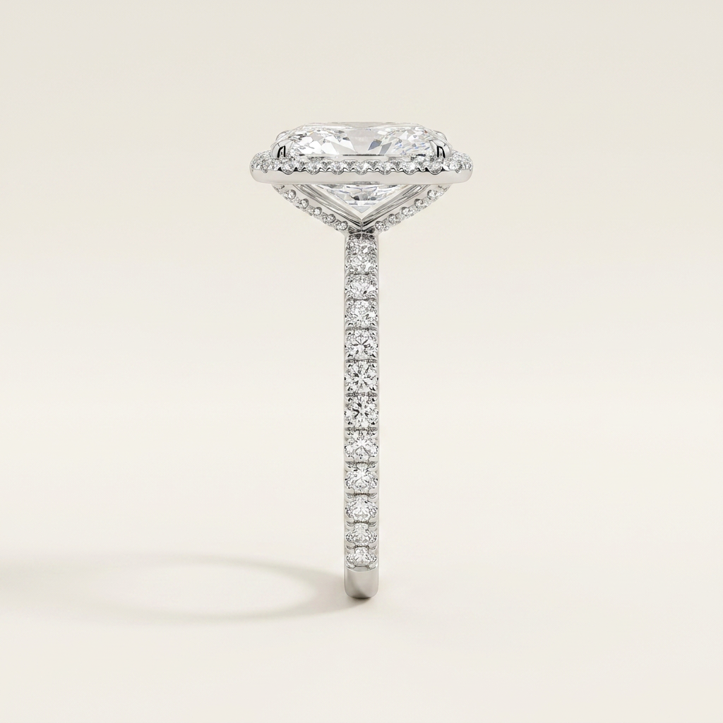 Moissanite 3.70 CT Radiant Cut Diamond Halo Ring