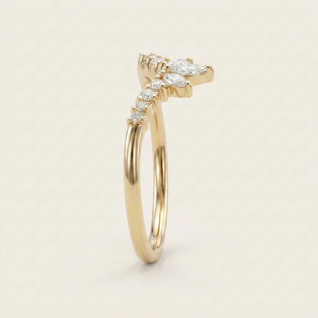 Moissanite 0.32 CT Marquise & Round Cut Diamond Ring