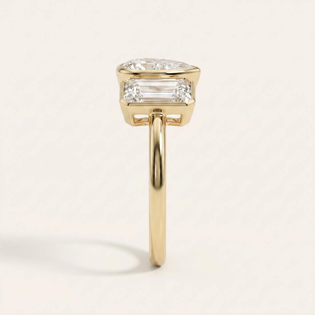 Moissanite 2.00 CT Pear & Emerald Cut Diamond Toi Et Moi Ring