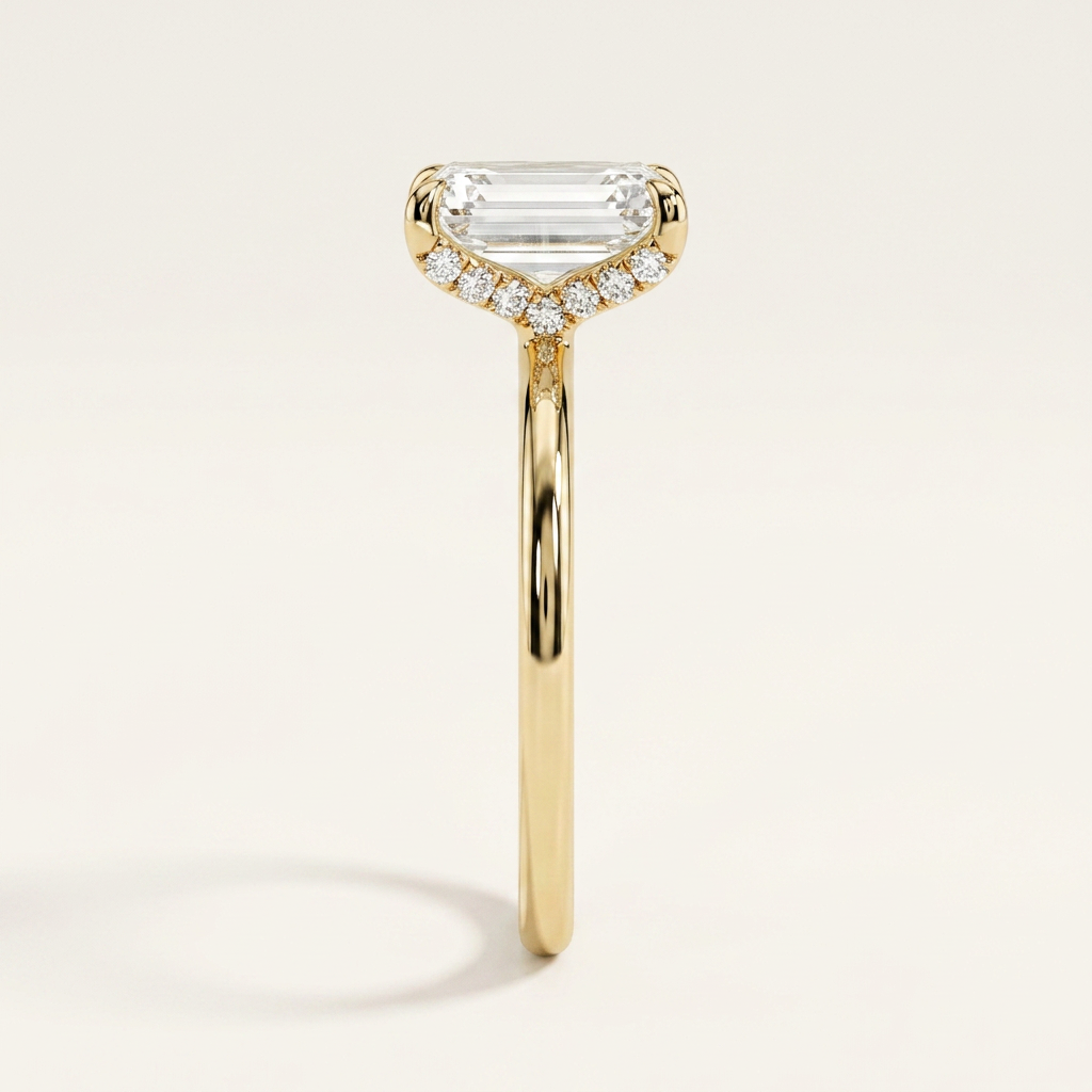 Moissanite 2.00 CT Emerald Cut Diamond Solitaire Ring (V1)