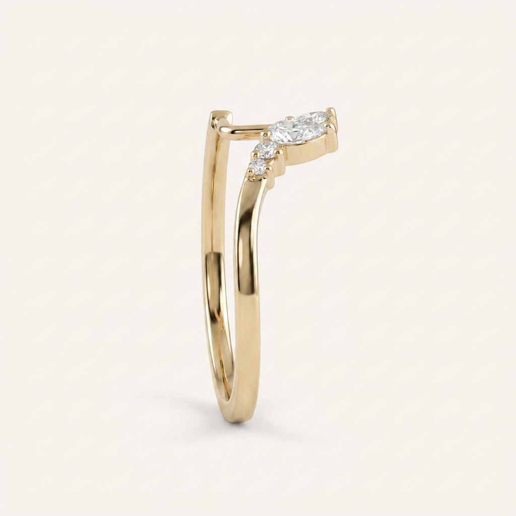 Moissanite 0.26 CT Marquise & Round Cut Diamond Ring