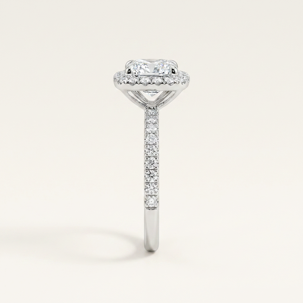 Moissanite 1.45 CT Radiant Cut Diamond Halo Ring