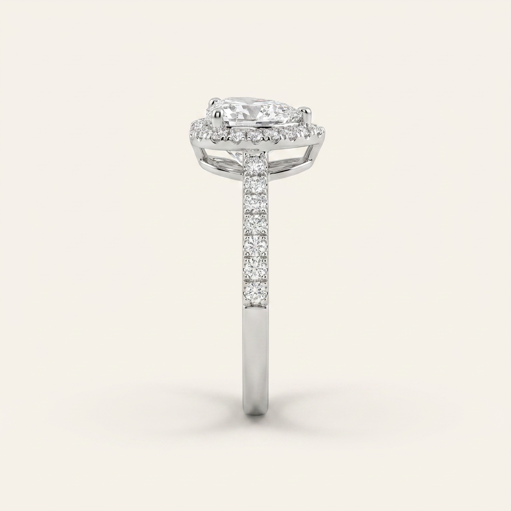 Lab Grown 1.65 CT Heart Cut Diamond Halo Ring
