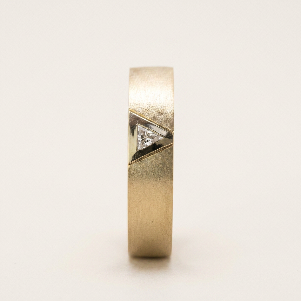 0.05 CT Triangle Cut Salt and Pepper Diamond Ring (V1)
